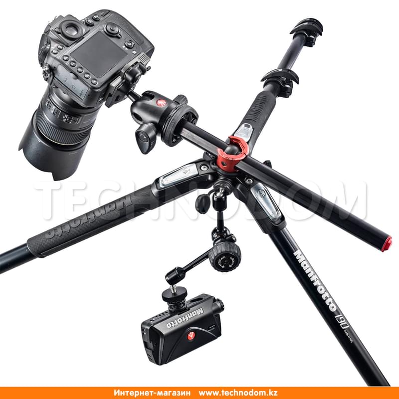 Штатив MANFROTTO 190 алюминиевый 4-секционный с горизонтальной колонной (MT190XPRO4) - фото #11, Technodom.kz