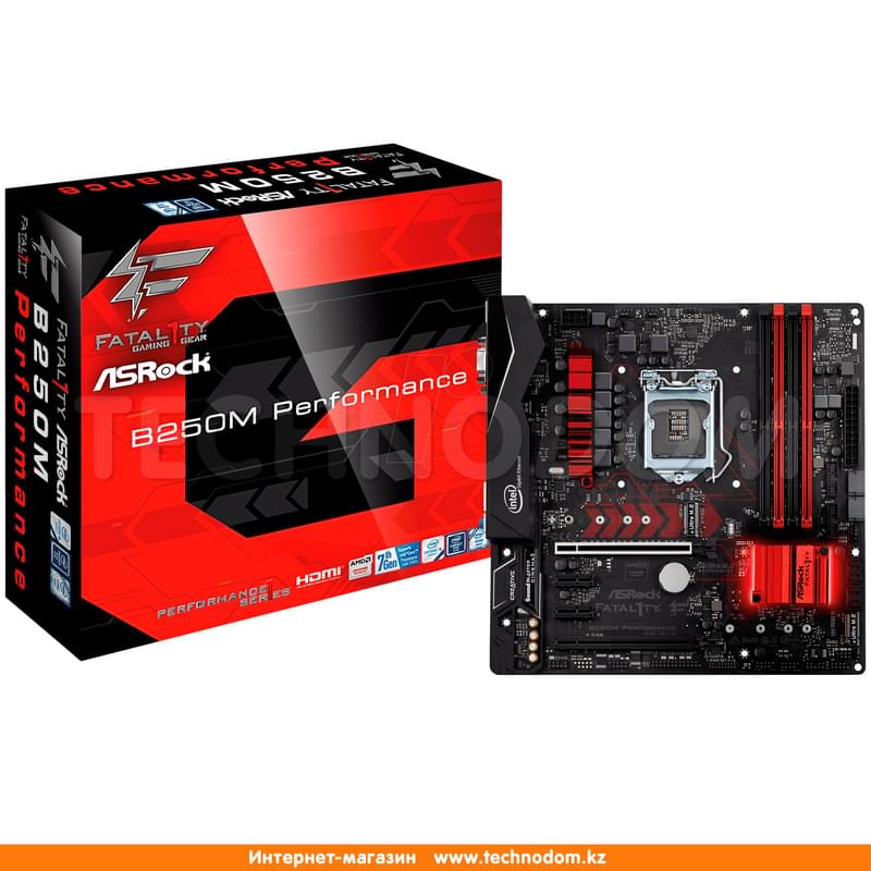 Материнская плата ASRock Fatal1ty B250M Performance LGA1151 4DDR4 PCI-E 2x16 2x1 (HDMI+DVI+VGA) mATX - фото #5, Technodom.kz