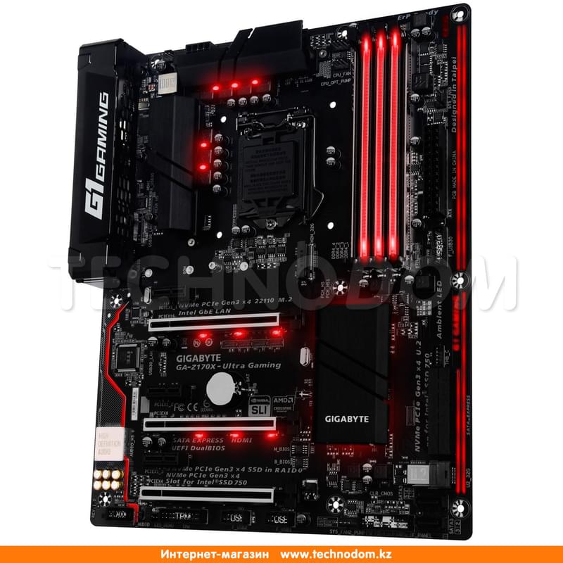 Материнская плата Gigabyte GA-Z170X-Ultra Gaming LGA1151 4DDR4 PCI-E 3x16 3x1 (HDMI) ATX - фото #0, Technodom.kz