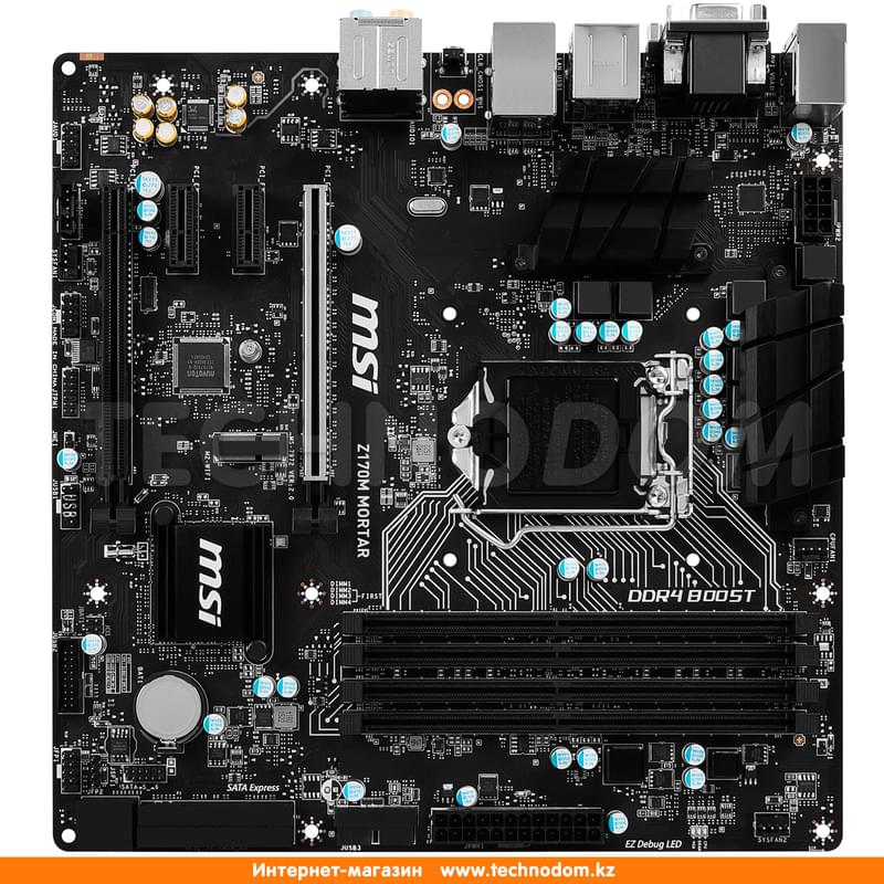 Материнская плата MSI Z170M Mortar LGA1151 4DDR4 PCI-E 2x16 2x1 (HDMI+DVI-D+VGA) mATX - фото #0, Technodom.kz