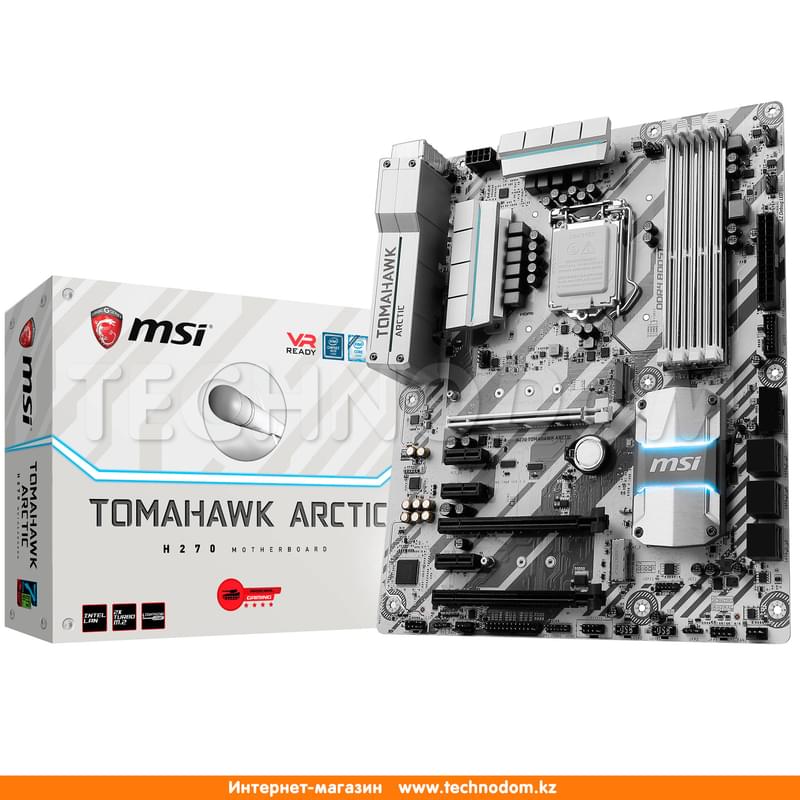 Материнская плата MSI H270 Tomahawk Arctic LGA1151 4DDR4 PCI-E 3x16 3x1 (HDMI+DVI-D) ATX - фото #6, Technodom.kz