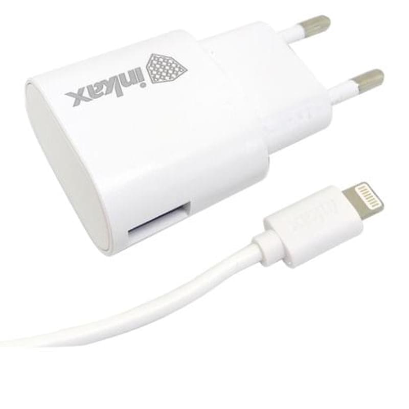 Сетевое зарядное устр-во 1*USB, 1A + каб. Lightning, INKAX, Белый (CD-08-IP) - фото #0, Technodom.kz
