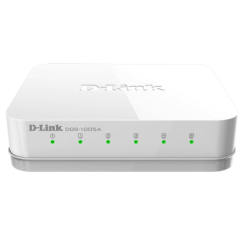 Неуправляемый настольный коммутатор, D-Link DGS-1005A, 5 портов 10/100/1000 Mbps (DGS-1005A/D1) - фото #0, Technodom.kz