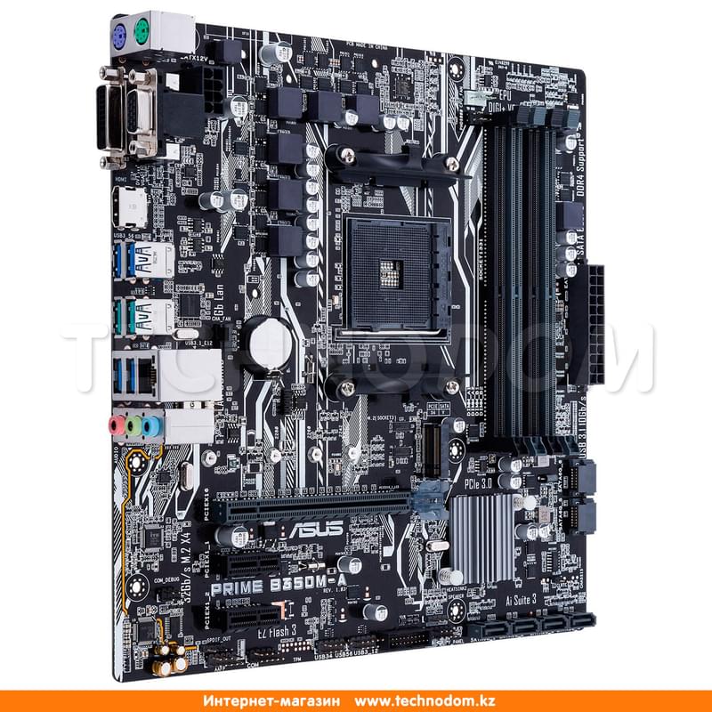 Материнская плата Asus PRIME B350M-A AM4 4DDR4 PCI-E 1x16 2x1 (HDMI+DVI-D+VGA) mATX - фото #2, Technodom.kz