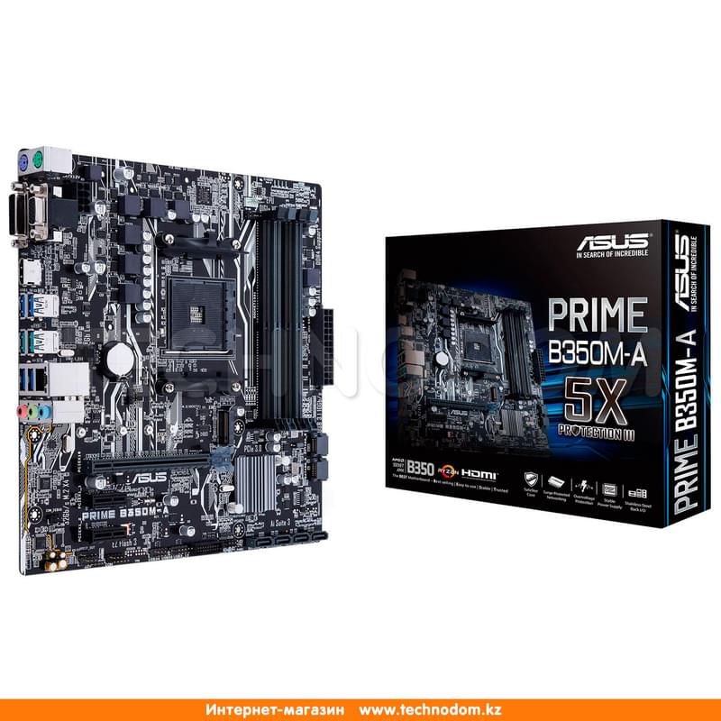 Материнская плата Asus PRIME B350M-A AM4 4DDR4 PCI-E 1x16 2x1 (HDMI+DVI-D+VGA) mATX - фото #6, Technodom.kz