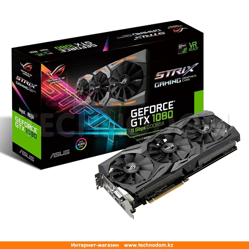 Видеокарта Asus GeForce GTX 1080 ROG Strix 8Gb 256bit GDDR5X (ROG-STRIX-GTX1080-A8G-11GBPS) - фото #5, Technodom.kz