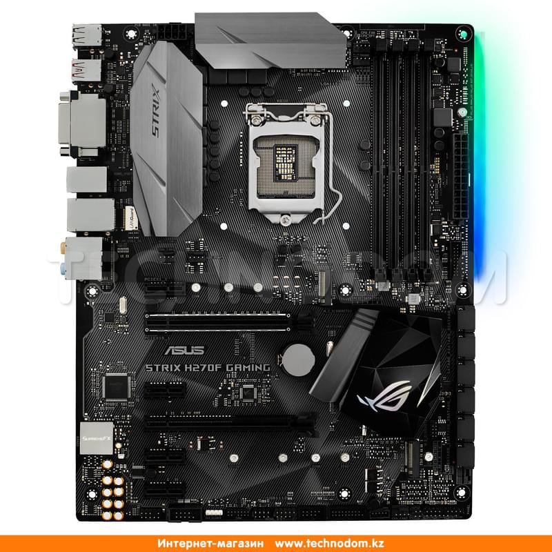Материнская плата Asus STRIX H270F Gaming LGA1151 4DDR4 PCI-E 2x16 4x1 (HDMI+DP+DVI-D) ATX - фото #1, Technodom.kz