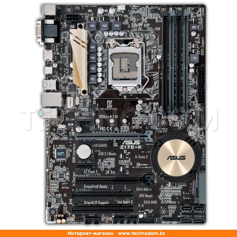 Материнская плата Asus Z170-K LGA1151 4DDR4 PCI-E 2x16 2x1 (HDMI+DVI-D+VGA) ATX - фото #0, Technodom.kz