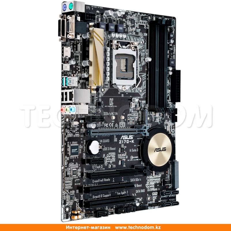 Материнская плата Asus Z170-K LGA1151 4DDR4 PCI-E 2x16 2x1 (HDMI+DVI-D+VGA) ATX - фото #2, Technodom.kz
