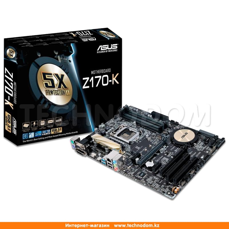 Материнская плата Asus Z170-K LGA1151 4DDR4 PCI-E 2x16 2x1 (HDMI+DVI-D+VGA) ATX - фото #4, Technodom.kz