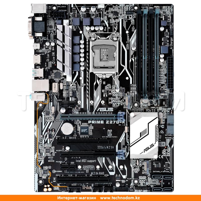 Материнская плата Asus PRIME Z270-K LGA1151 4DDR4 PCI-E 2x16 2x1 (HDMI+DVI-D+VGA) ATX - фото #0, Technodom.kz
