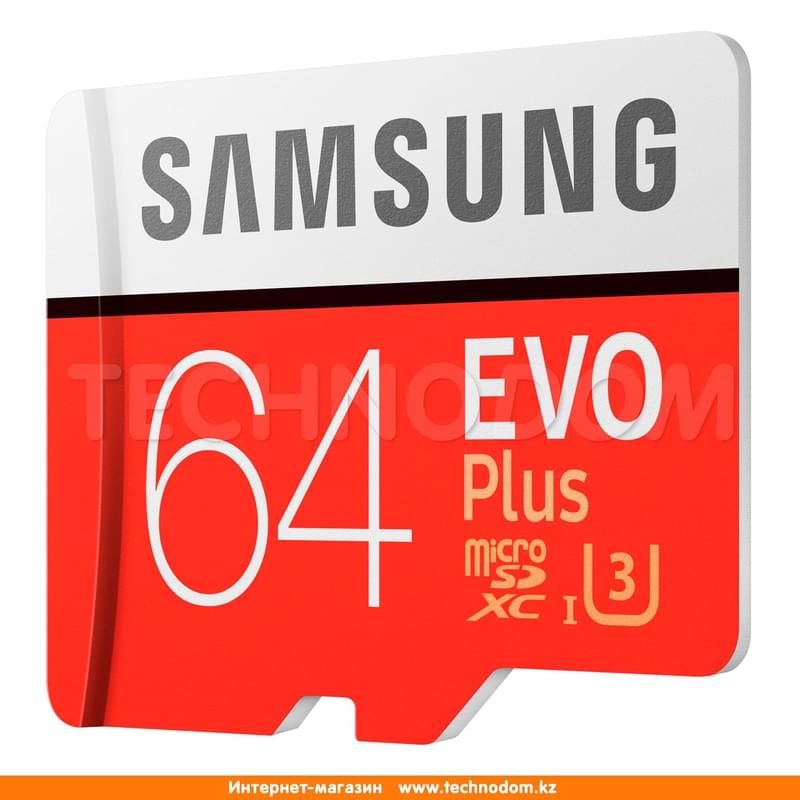 Карта памяти MicroSD 64GB Samsung Evo+, UHS-I 95MB/s, Class 10 + SD Adapter (MB-MC64GA/RU) - фото #1, Technodom.kz
