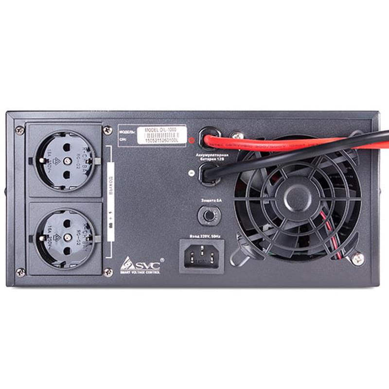 Инвертор SVC, 1000VA/800W, Клем.К, 2Shuko, 1*USB 2A, LED, Чистая синусоида, 1,5м Black (DIL-1000) - фото #1, Technodom.kz