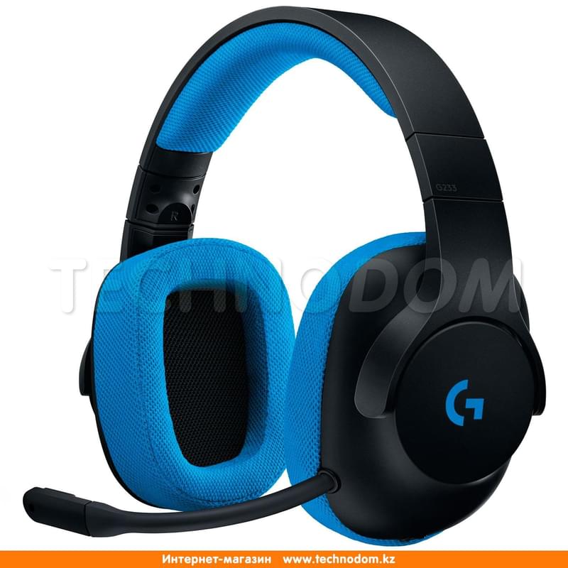 Гарнитура игровая накладная Logitech G233 PRODIGY, Black/Cyan, 981-000703 - фото #0, Technodom.kz