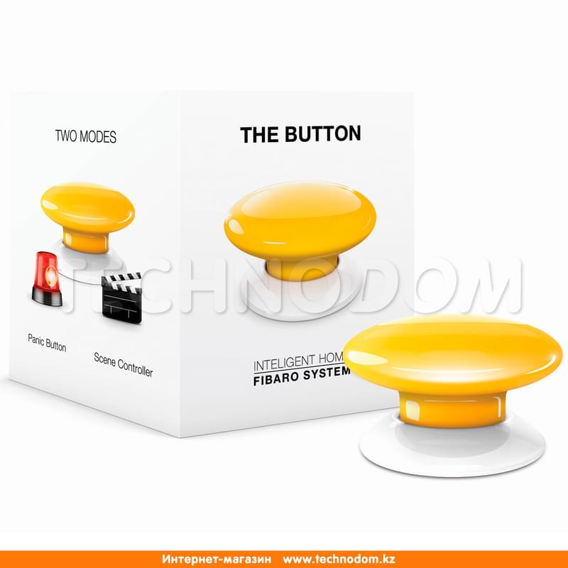 Кнопка управления Fibaro Button Z-Wave (ЖЕЛТАЯ) - фото #0, Technodom.kz