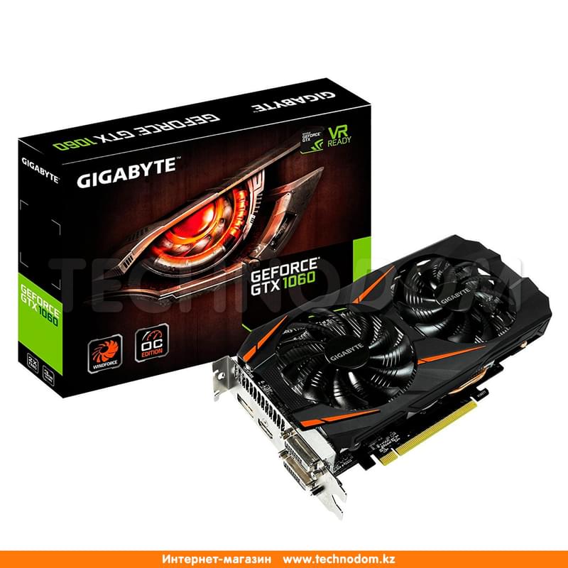Видеокарта Gigabyte GTX 1060 3Gb WINDFORCE 2X 192bit/G5 2DVI-D+HDMI+DP WF2 (GV-N1060WF2OC-3GD) - фото #6, Technodom.kz