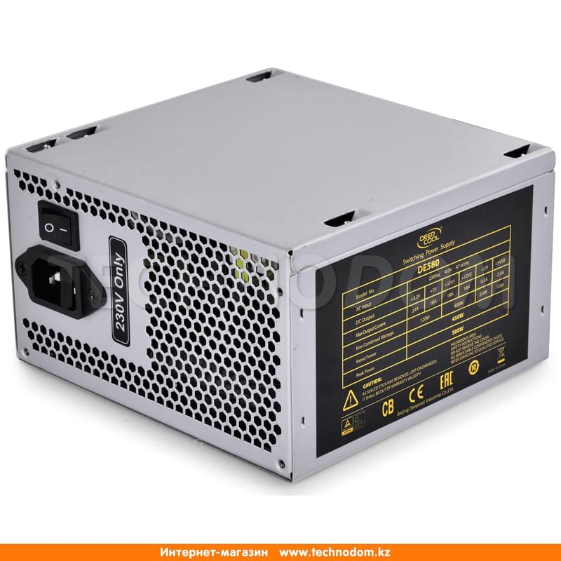 Блок питания Deepcool ATX 580W (GP-N-DE580) 20+4 pin, 4+4pin, 4*Sata, 3*Molex, 1*PCI-E 6+2 pin - фото #1, Technodom.kz