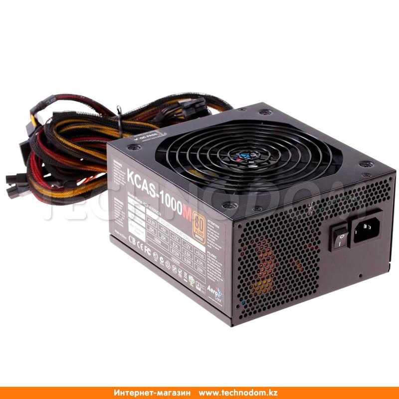 Блок питания Aerocool 1000W 20+4 pin, 4+4pin, 10*Sata, 6*Molex, 1*FDD, 6*PCI-E 6+2 pin (KCAS-1000M) - фото #0, Technodom.kz