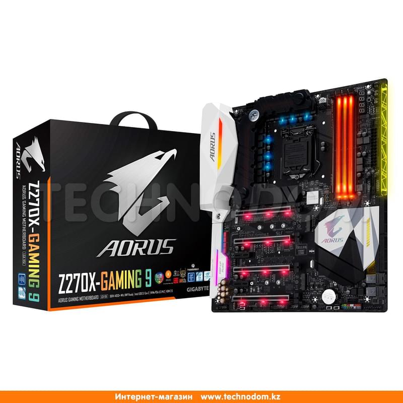 Материнская плата Gigabyte AORUS GA-Z270X-Gaming 9 r.1 LGA1151 4DDR4 PCI-E 4x16 2x1 (HDMI+DP) ATX - фото #5, Technodom.kz