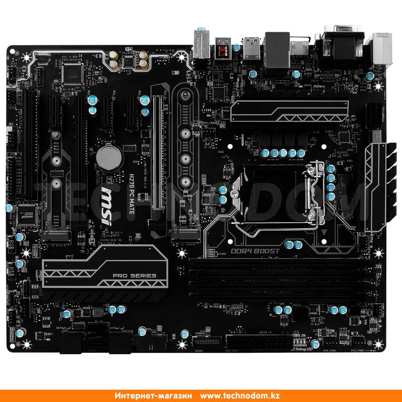 Материнская плата MSI H270 PC Mate LGA1151 4DDR4 PCI-E 2x16 3x1 (HDMI+DVI-D+VGA) ATX - фото #0, Technodom.kz