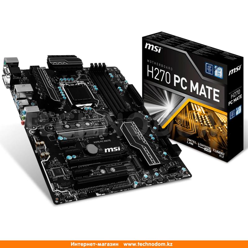 Материнская плата MSI H270 PC Mate LGA1151 4DDR4 PCI-E 2x16 3x1 (HDMI+DVI-D+VGA) ATX - фото #6, Technodom.kz
