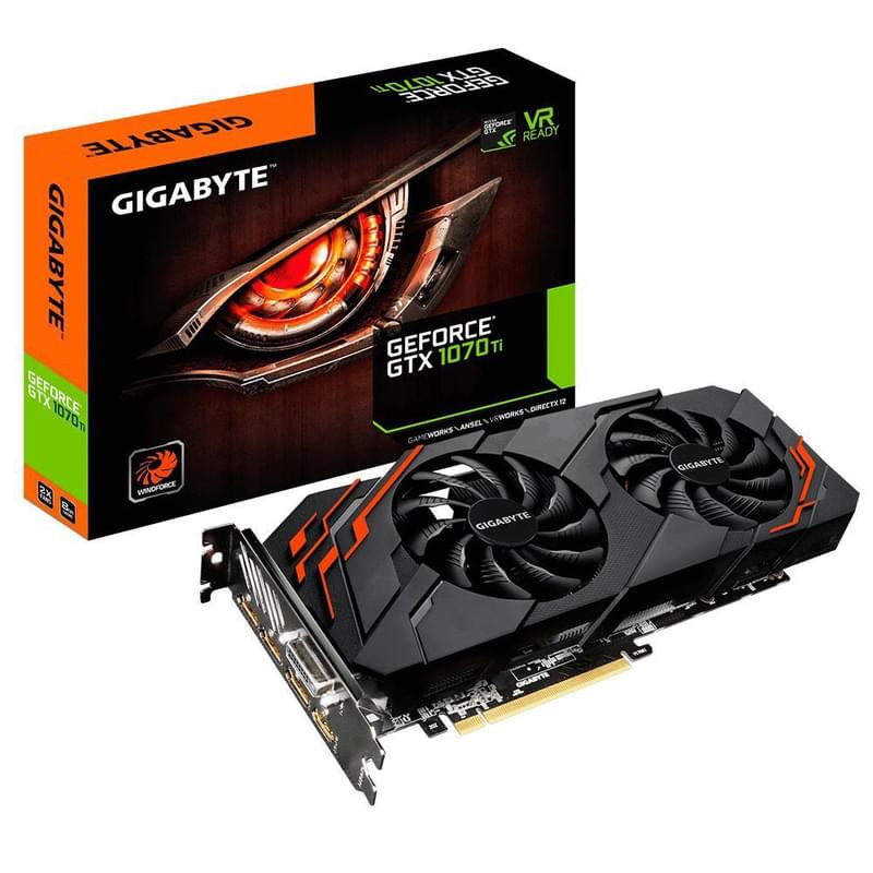Видеокарта Gigabyte GeForce GTX 1070 Ti 8Gb WINDFORCE 256bit/GDDR5 (HDMI+3DP+DVI-D)(GV-N107TWF2-8GD) - фото #1, Technodom.kz