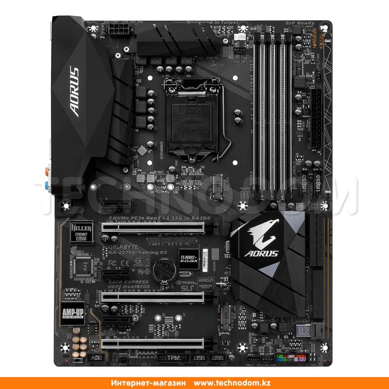 Материнская плата Gigabyte GA-Z270X-Gaming K5 LGA1151 4DDR4 PCI-E 3x16 3x1 (HDMI+DP) ATX - фото #2, Technodom.kz