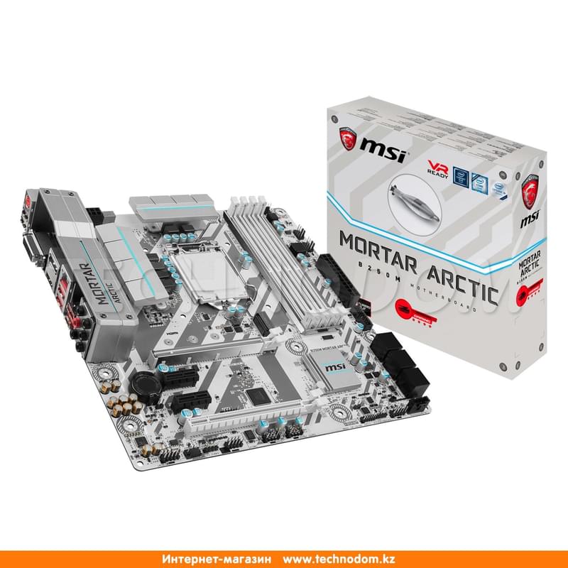 Материнская плата MSI B250M Mortar Arctic LGA1151 4DDR4 PCI-E 2x16 2x1 (HDMI+DP+DVI-D) mATX - фото #4, Technodom.kz