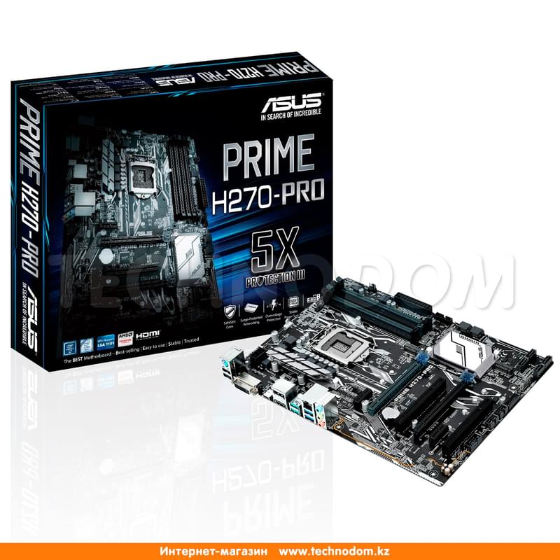 Материнская плата Asus PRIME H270-PRO LGA1151 4DDR4 2xPCI-E (HDMI+DP+DVI) ATX - фото #5, Technodom.kz