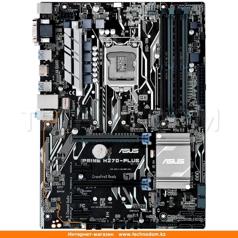 Материнская плата Asus PRIME H270-PLUS LGA1151 4DDR4 2xPCI-E (HDMI+DVI+VGA) ATX - фото #0, Technodom.kz