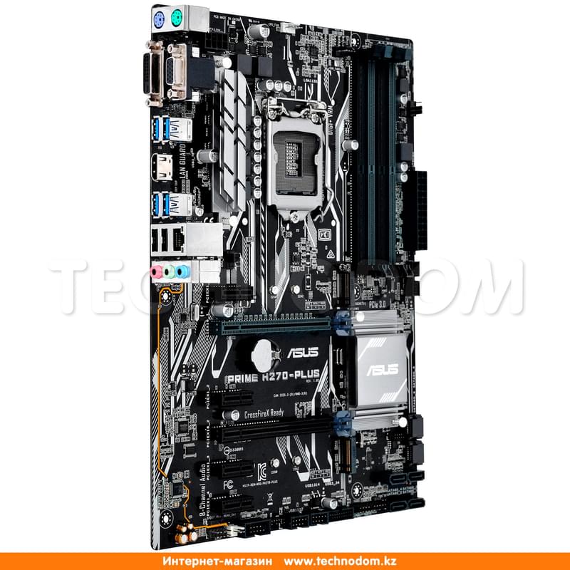Материнская плата Asus PRIME H270-PLUS LGA1151 4DDR4 2xPCI-E (HDMI+DVI+VGA) ATX - фото #1, Technodom.kz