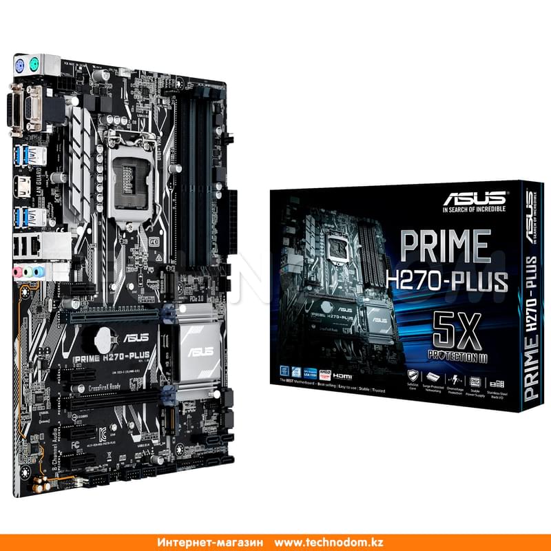 Материнская плата Asus PRIME H270-PLUS LGA1151 4DDR4 2xPCI-E (HDMI+DVI+VGA) ATX - фото #4, Technodom.kz