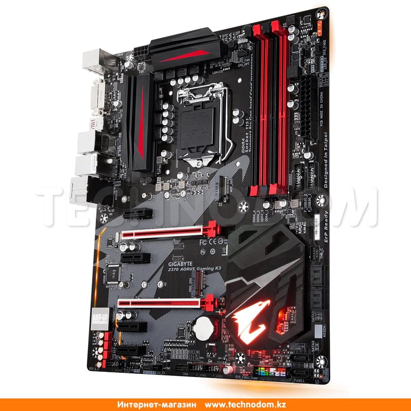 Материнская плата Gigabyte Z370 AORUS Gaming K3 LGA1151 4DDR4 PCI-E 2x16 4x1 (HDMI+DVI-D) ATX - фото #2, Technodom.kz