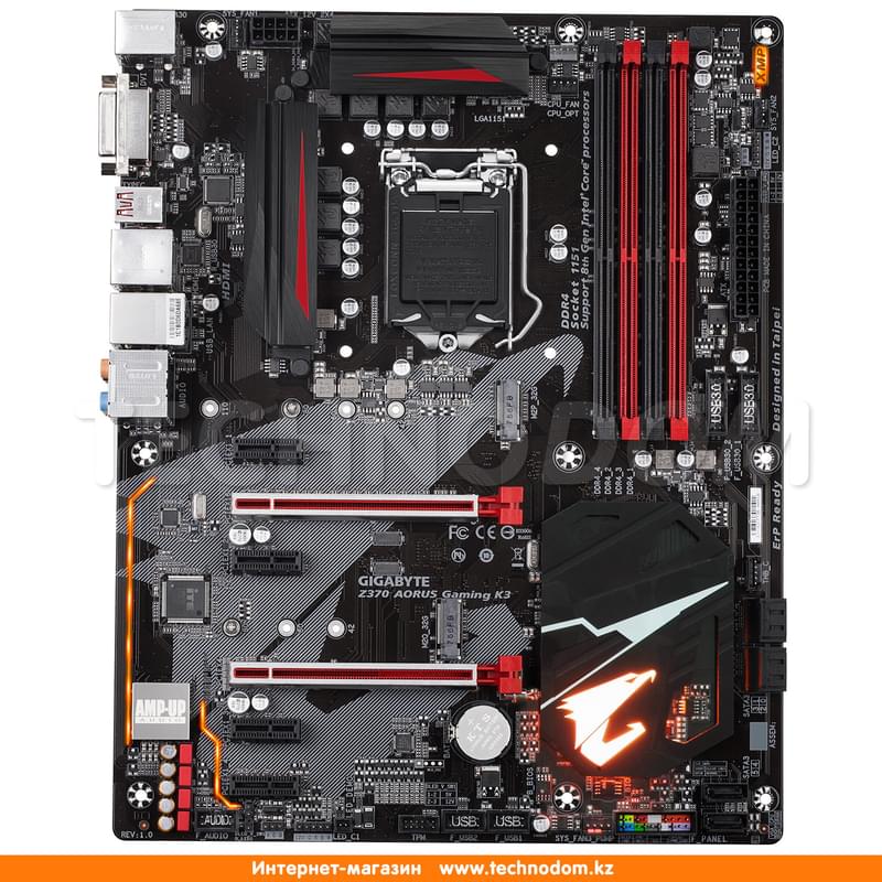 Материнская плата Gigabyte Z370 AORUS Gaming K3 LGA1151 4DDR4 PCI-E 2x16 4x1 (HDMI+DVI-D) ATX - фото #0, Technodom.kz