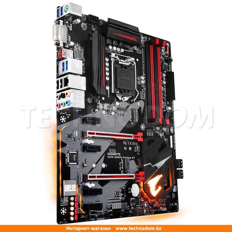 Материнская плата Gigabyte Z370 AORUS Gaming K3 LGA1151 4DDR4 PCI-E 2x16 4x1 (HDMI+DVI-D) ATX - фото #1, Technodom.kz