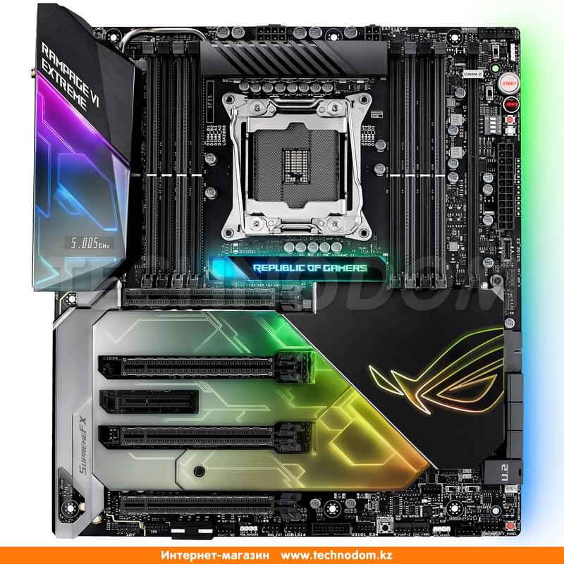 Материнская плата Asus RAMPAGE VI EXTREME X299 LGA2066 8DDR4 PCIe 4x16 1x4 EATX - фото #0, Technodom.kz