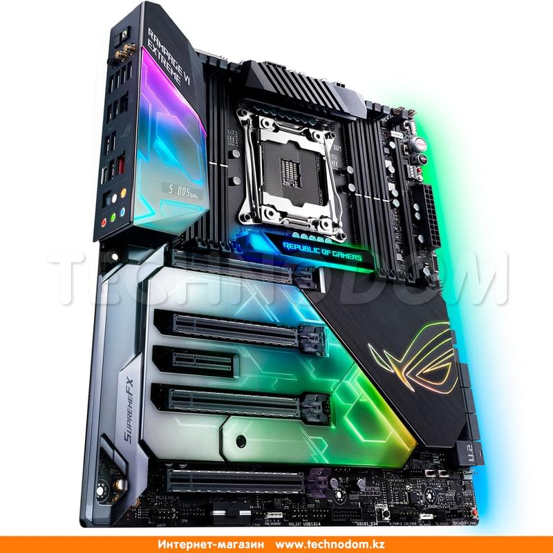 Материнская плата Asus RAMPAGE VI EXTREME X299 LGA2066 8DDR4 PCIe 4x16 1x4 EATX - фото #1, Technodom.kz