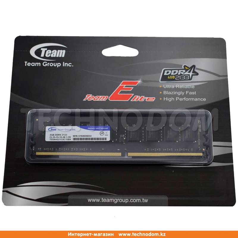 Оперативная память DDR4 DIMM 4GB/2400 PC4-19200 Team Group Elite (TED44G2400C1601) - фото #1, Technodom.kz