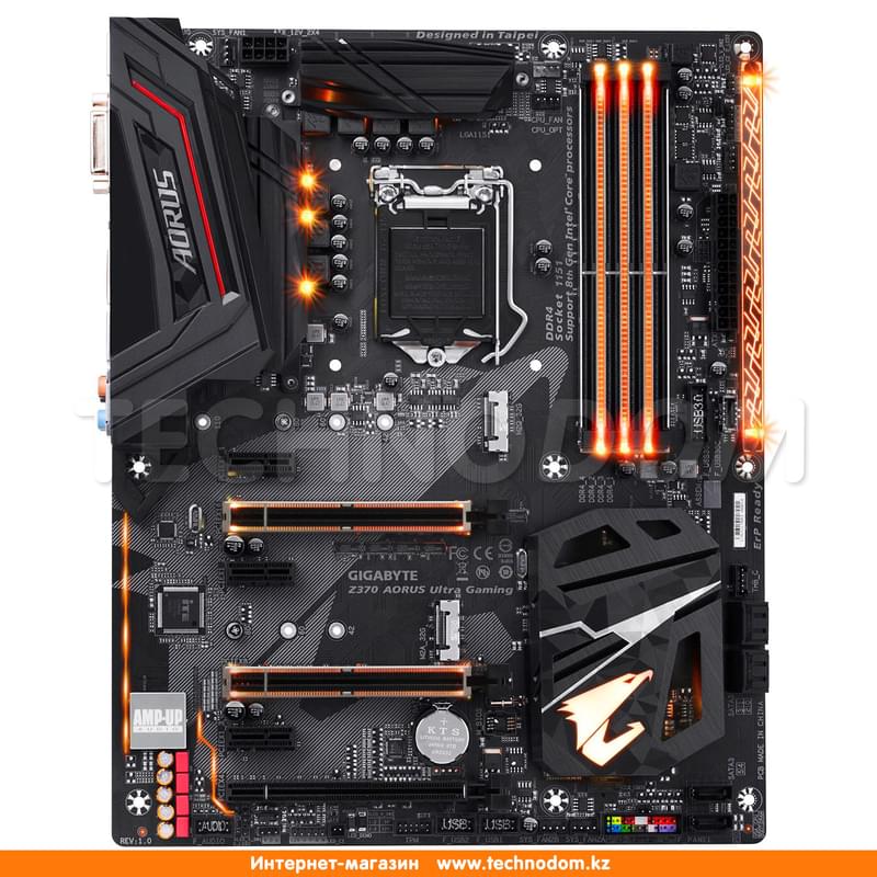 Материнская плата Gigabyte Z370 AORUS Ultra Gaming Gigabyte LGA1151 4xDDR4 PCIe 3x16 3x1(HDMI+DVI-D) - фото #0, Technodom.kz
