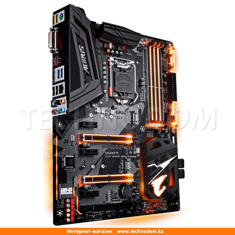 Материнская плата Gigabyte Z370 AORUS Ultra Gaming Gigabyte LGA1151 4xDDR4 PCIe 3x16 3x1(HDMI+DVI-D) - фото #1, Technodom.kz