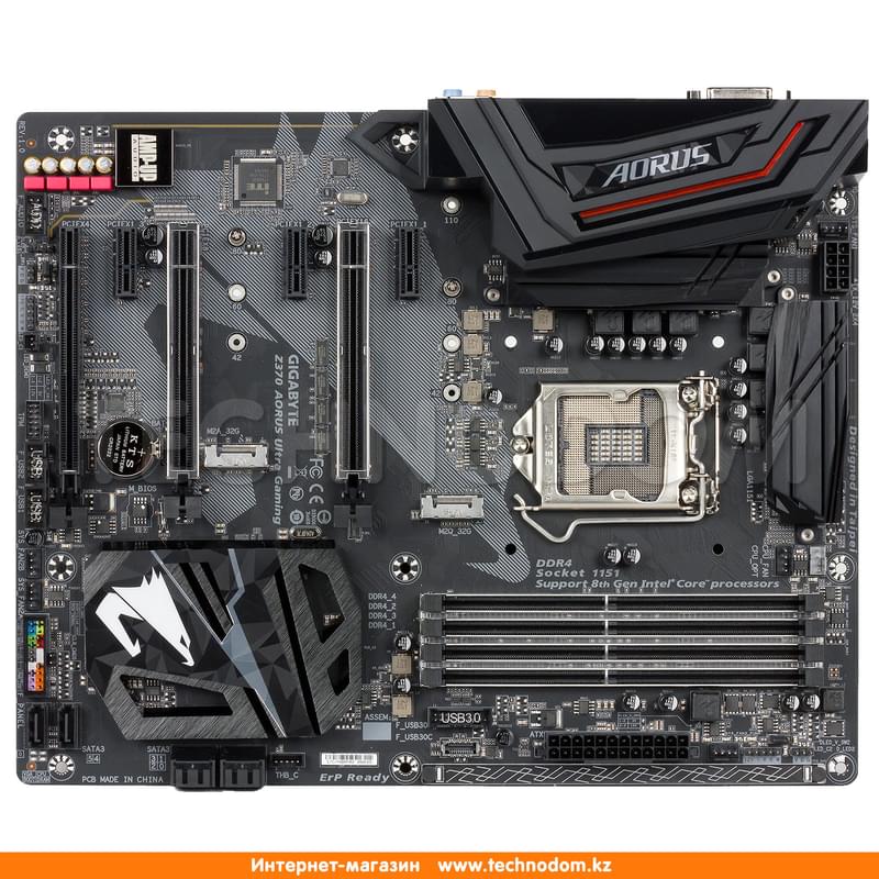 Материнская плата Gigabyte Z370 AORUS Ultra Gaming Gigabyte LGA1151 4xDDR4 PCIe 3x16 3x1(HDMI+DVI-D) - фото #2, Technodom.kz