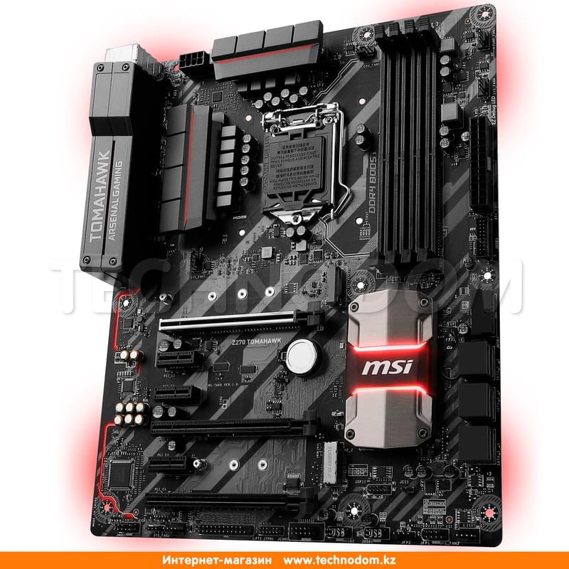 Материнская плата MSI Z370 TOMAHAWK Z370 LGA1151 4DDR4 PCI-E 3x16 3x1 (HDMI+DVI-D) ATX - фото #2, Technodom.kz