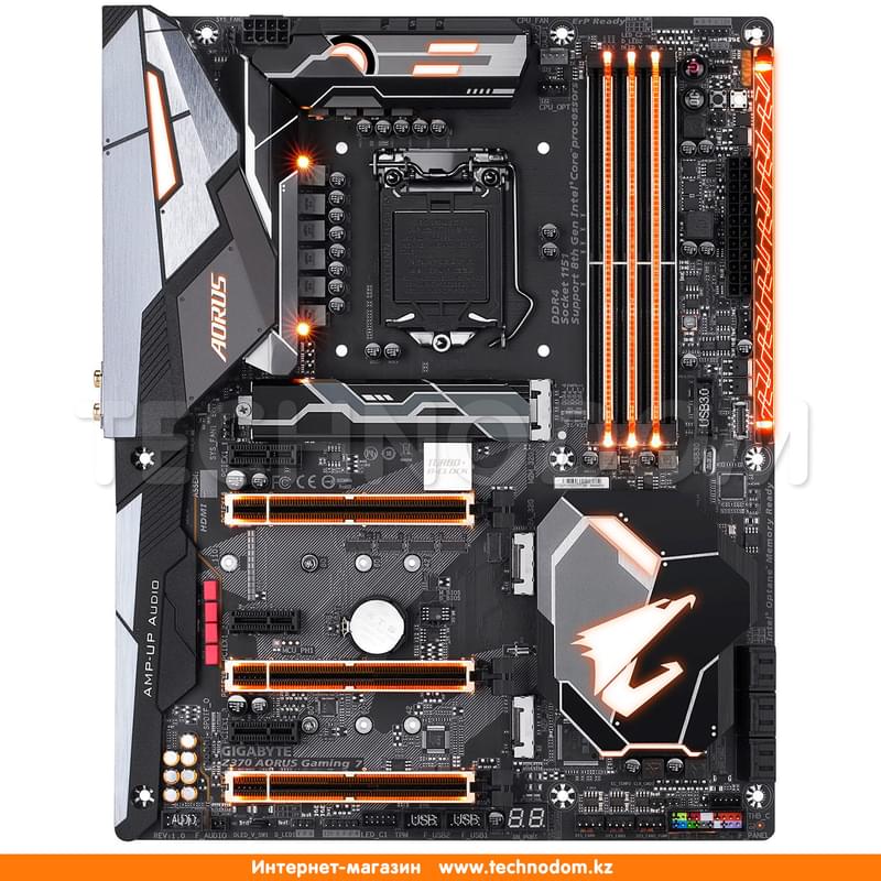 Материнская плата Gigabyte Z370 AORUS Gaming 7 LGA1151 4DDR4 PCIe 3x16 3x1 (HDMI+DP) ATX BOX - фото #0, Technodom.kz