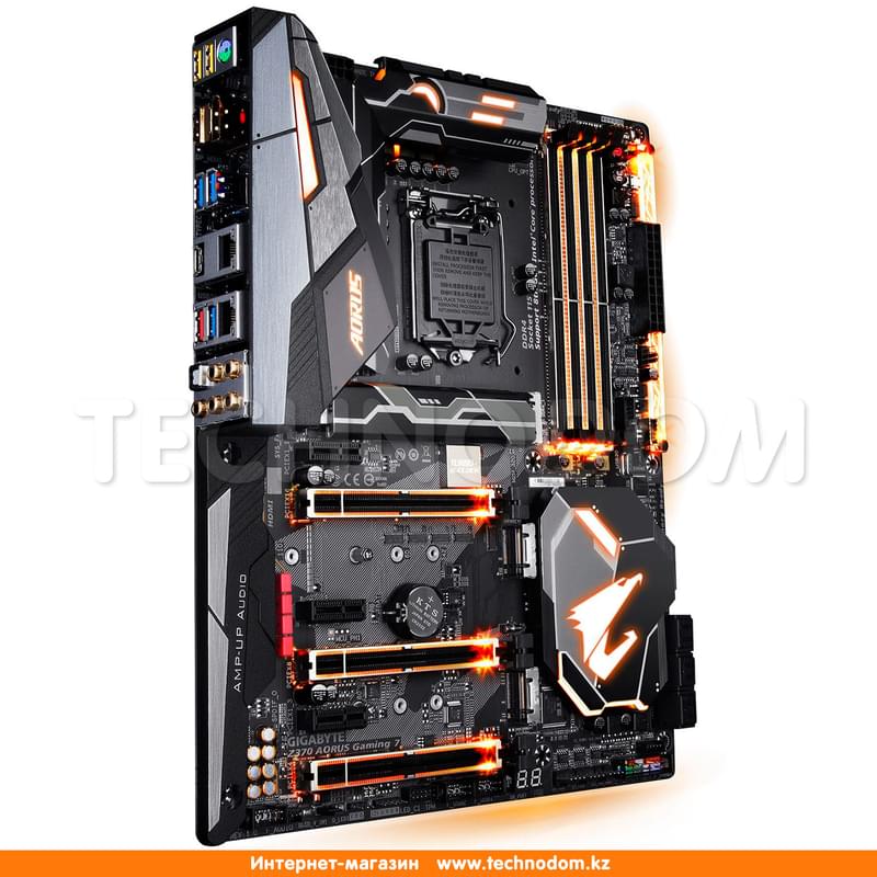 Материнская плата Gigabyte Z370 AORUS Gaming 7 LGA1151 4DDR4 PCIe 3x16 3x1 (HDMI+DP) ATX BOX - фото #1, Technodom.kz
