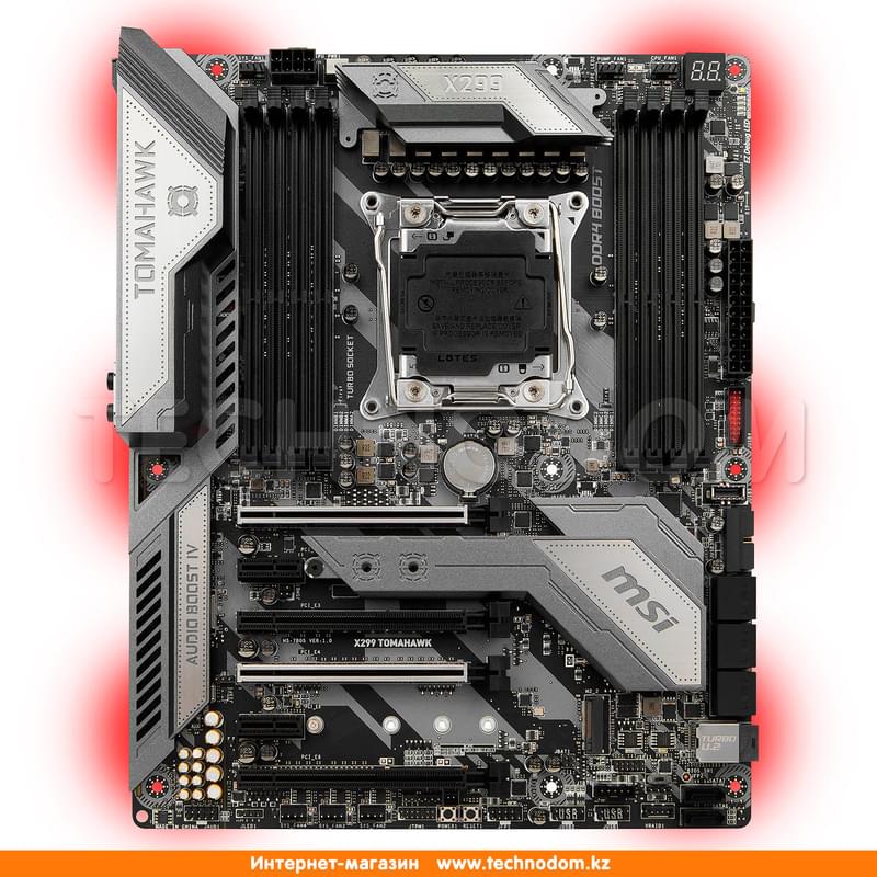 Материнская плата MSI X299 TOMAHAWK AC LGA2066 8DDR4 PCI-E 4x16 2x1 BT ATX - фото #0, Technodom.kz
