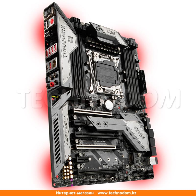 Материнская плата MSI X299 TOMAHAWK AC LGA2066 8DDR4 PCI-E 4x16 2x1 BT ATX - фото #1, Technodom.kz