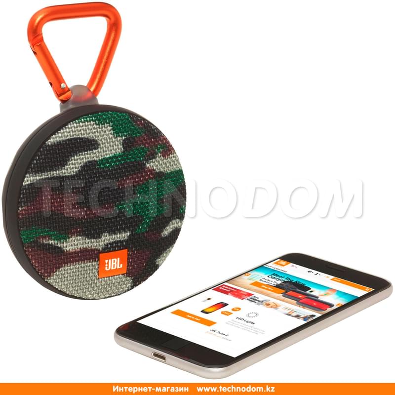Колонки Bluetooth JBL Clip 2, Squad (JBLCLIP2SQUAD) - фото #2, Technodom.kz