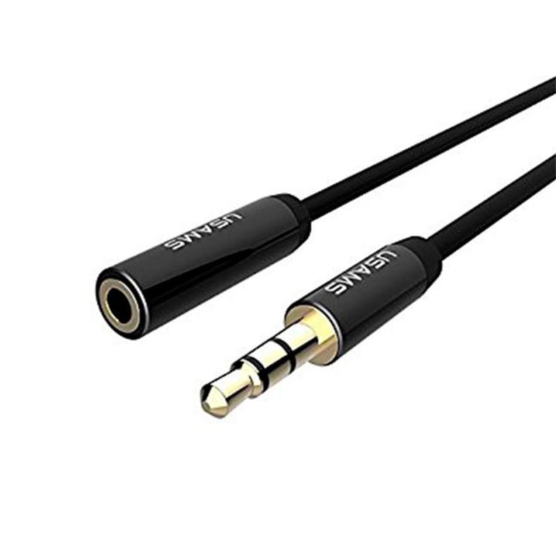 Удлинитель для наушников 3.5mm, USAMS, 1м, Черный (US-SJ055) - фото #0, Technodom.kz