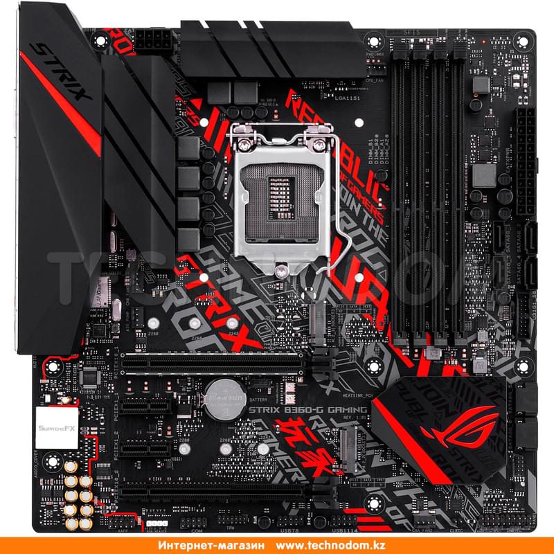 Материнская плата Asus ROG STRIX B360-G GAMING LGA1151 4DDR4 PCI-E 2x16 2x1 (HDMI+DVI-D) mATX - фото #0, Technodom.kz