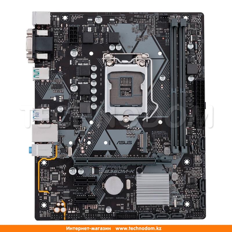 Материнская плата Asus PRIME B360M-K LGA1151 2DDR4 PCI-E 1x16 2x1 (DVI-D+VGA) mATX - фото #0, Technodom.kz
